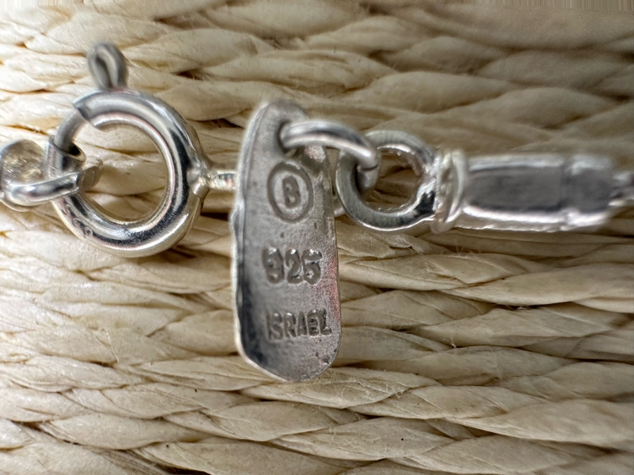 Stunning Sterling Silver 18' Chain Necklace With Sterling / Glass Pendant Signed B Israel 15.3g [Photo 7]