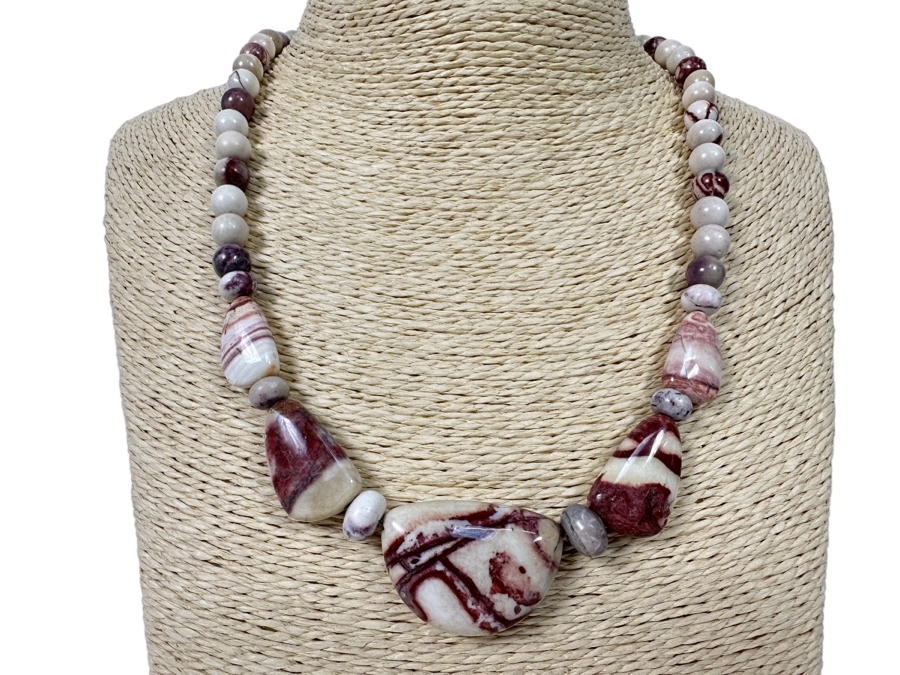 Polished Stone 18' Necklace With Sterling Silver Clasp [Photo 1]