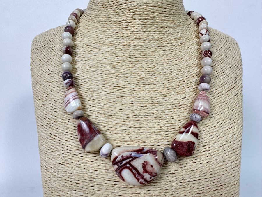 Polished Stone 18' Necklace With Sterling Silver Clasp [Photo 2]
