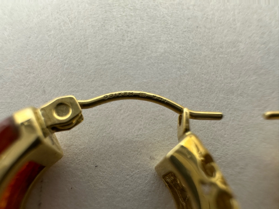 14K Gold Earrings With Stone 4.2g [Photo 7]