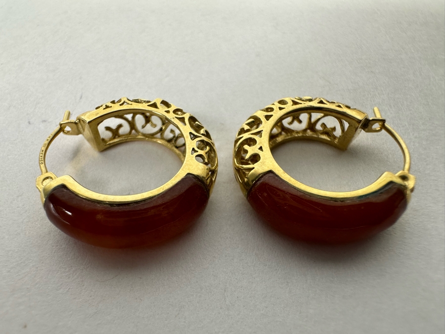 14K Gold Earrings With Stone 4.2g [Photo 9]
