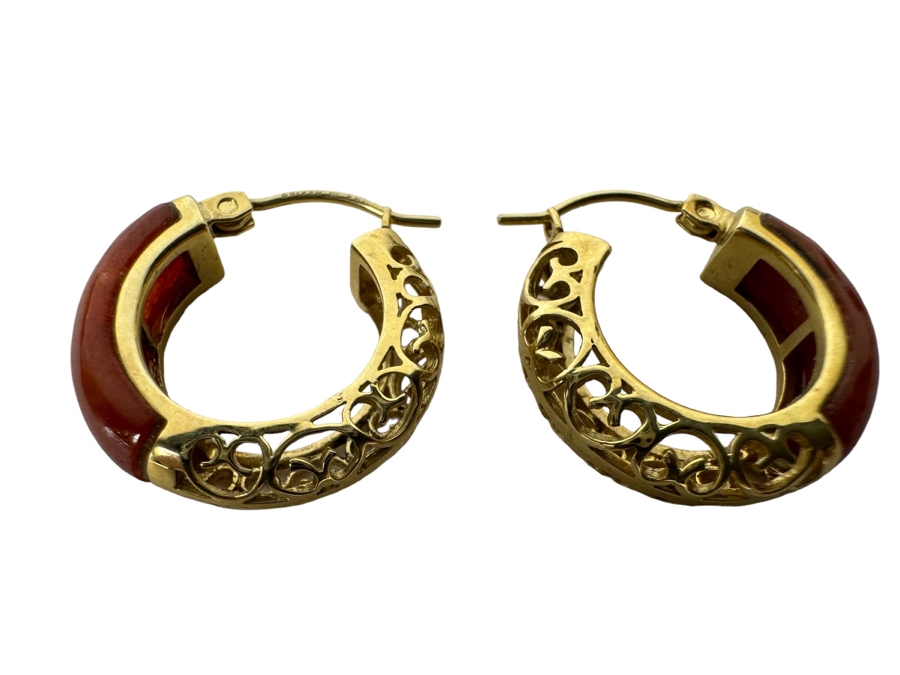 14K Gold Earrings With Stone 4.2g [Photo 1]