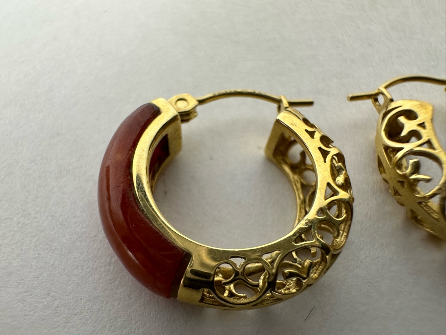 14K Gold Earrings With Stone 4.2g [Photo 8]