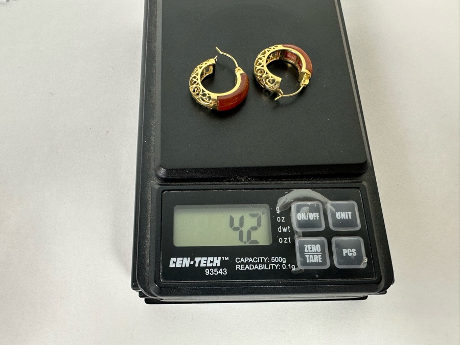 14K Gold Earrings With Stone 4.2g [Photo 15]