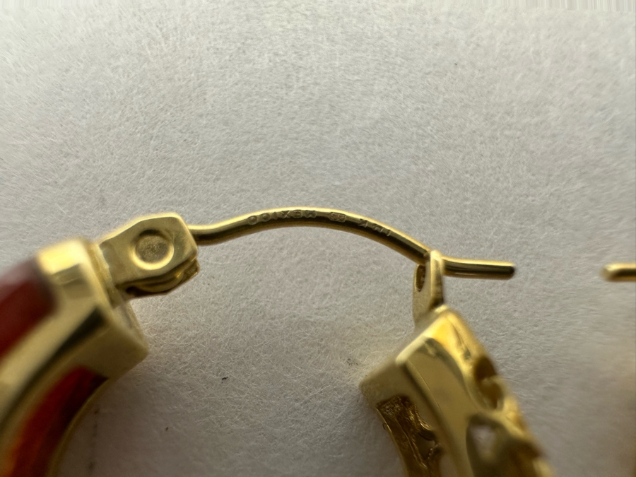 14K Gold Earrings With Stone 4.2g [Photo 6]