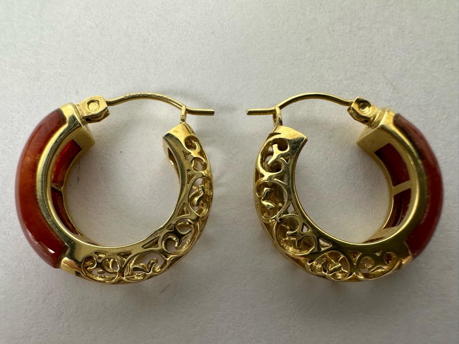 14K Gold Earrings With Stone 4.2g