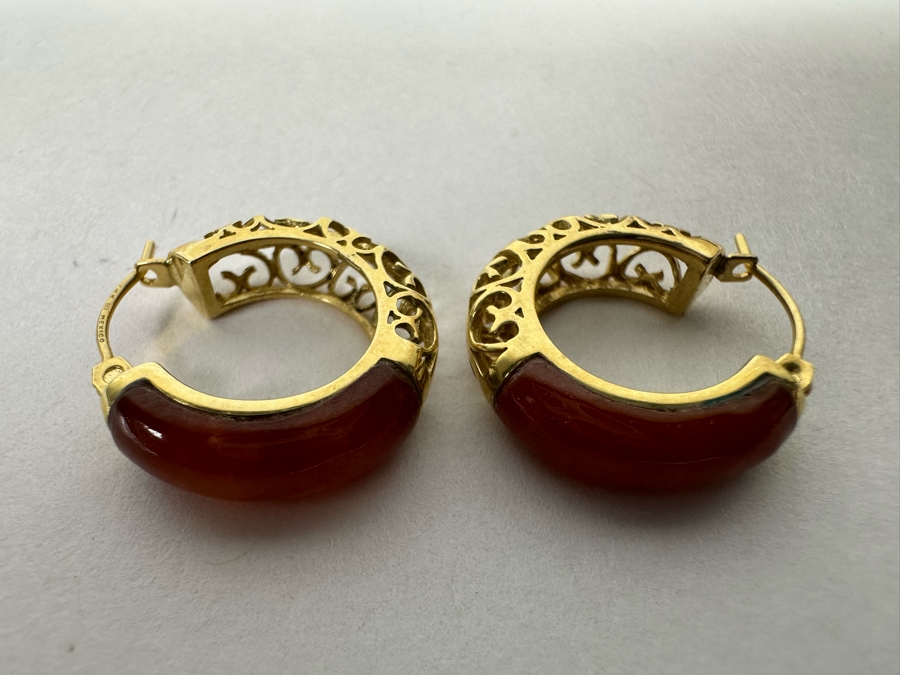 14K Gold Earrings With Stone 4.2g [Photo 10]