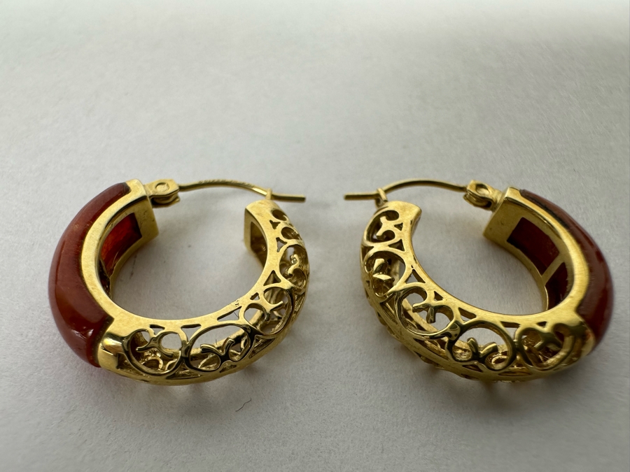 14K Gold Earrings With Stone 4.2g [Photo 5]