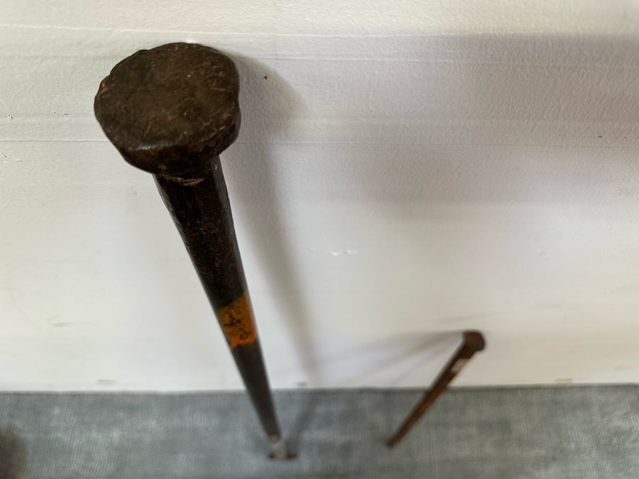 Steel Rock Pry Bar 46.5L And Vintage Spike From The Cripple River In Nome Alaska 28L [Photo 3]