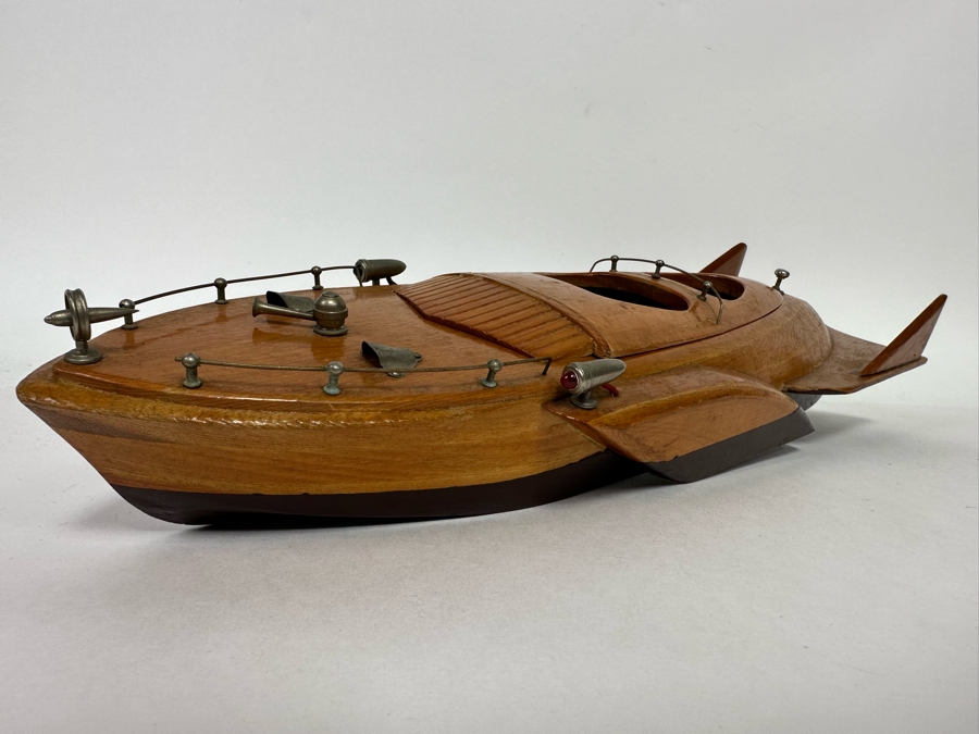 Handmade Wooden 1950s Modernist Prototype Model Boat Featuring Battery Powered Motor 15W X 6W [Photo 6]