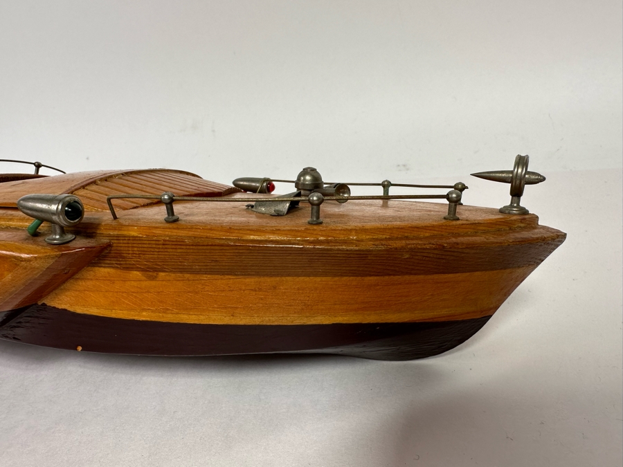 Handmade Wooden 1950s Modernist Prototype Model Boat Featuring Battery Powered Motor 15W X 6W [Photo 19]