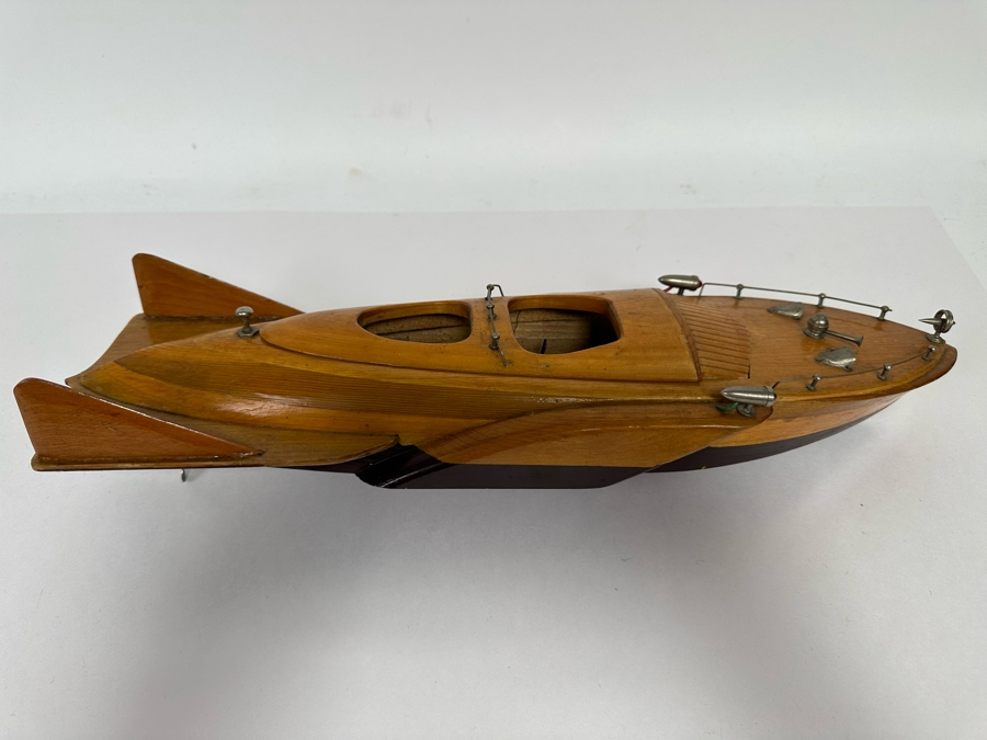 Handmade Wooden 1950s Modernist Prototype Model Boat Featuring Battery Powered Motor 15W X 6W [Photo 17]