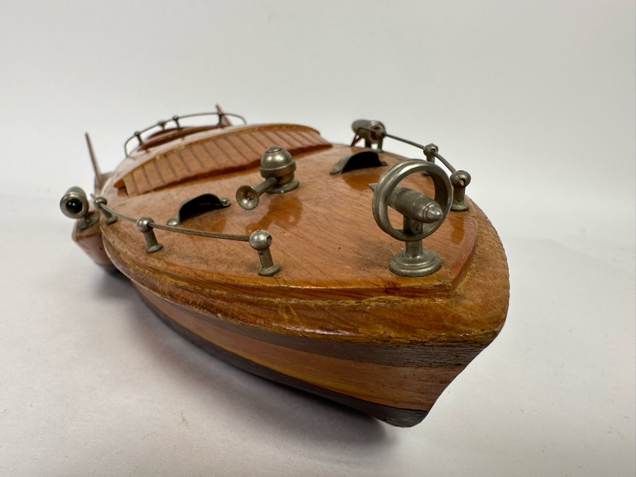 Handmade Wooden 1950s Modernist Prototype Model Boat Featuring Battery Powered Motor 15W X 6W [Photo 22]