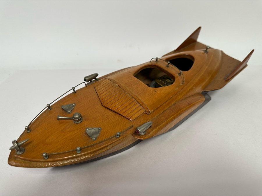Handmade Wooden 1950s Modernist Prototype Model Boat Featuring Battery Powered Motor 15W X 6W [Photo 9]