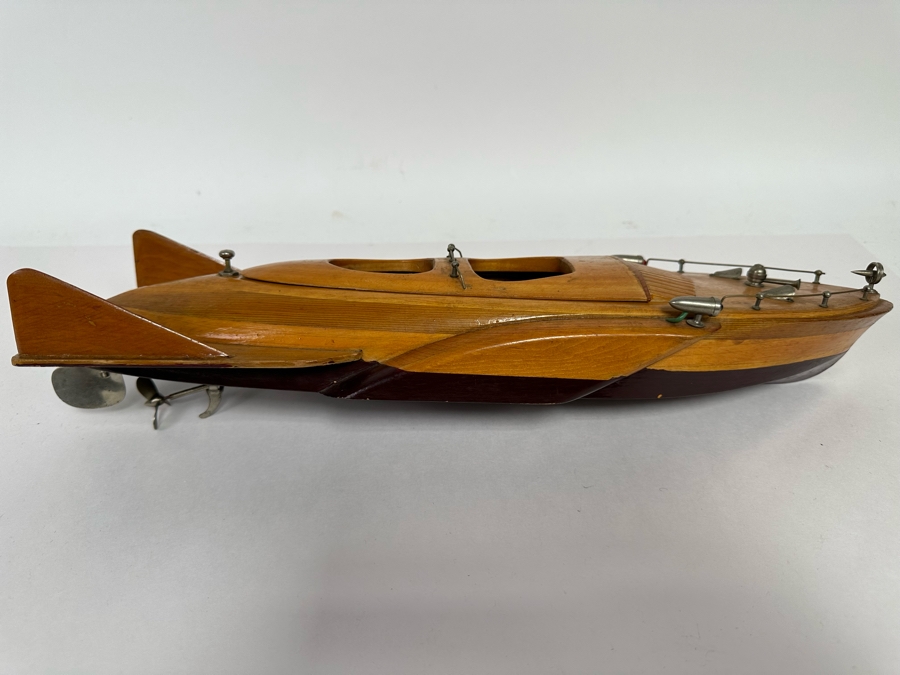 Handmade Wooden 1950s Modernist Prototype Model Boat Featuring Battery Powered Motor 15W X 6W [Photo 16]