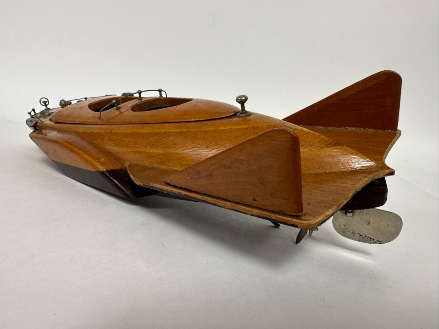 Handmade Wooden 1950s Modernist Prototype Model Boat Featuring Battery Powered Motor 15W X 6W [Photo 12]