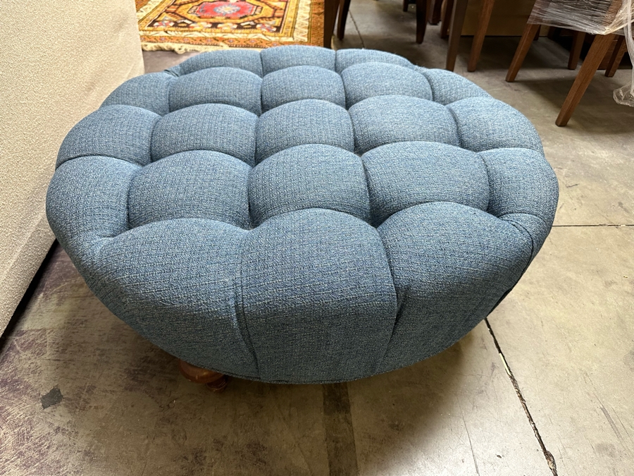 Tufted Upholstered Footed Ottoman 37R X 16H [Photo 3]
