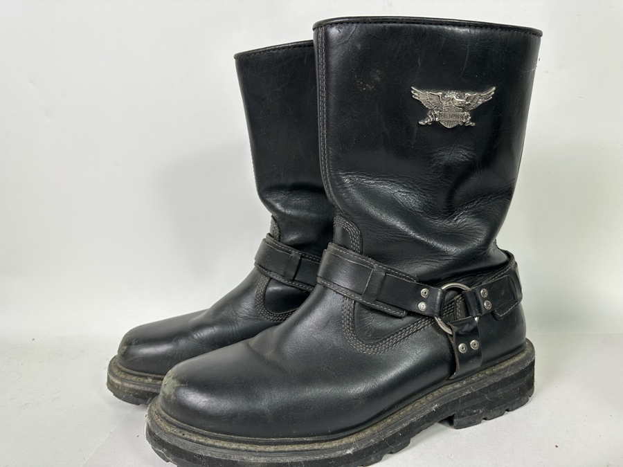 Pair Of Men's Leather Harley-Davidson Motorcycle Riding Boots Size 13 [Photo 8]