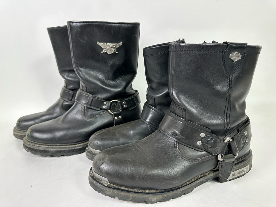 Pair Of Men's Leather Harley-Davidson Motorcycle Riding Boots Size 13 [Photo 3]