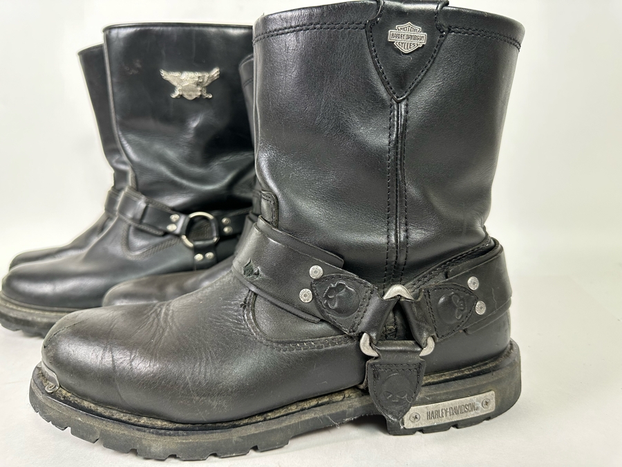 Pair Of Men's Leather Harley-Davidson Motorcycle Riding Boots Size 13 [Photo 4]
