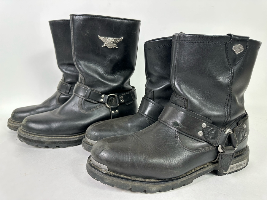 Pair Of Men's Leather Harley-Davidson Motorcycle Riding Boots Size 13 [Photo 2]