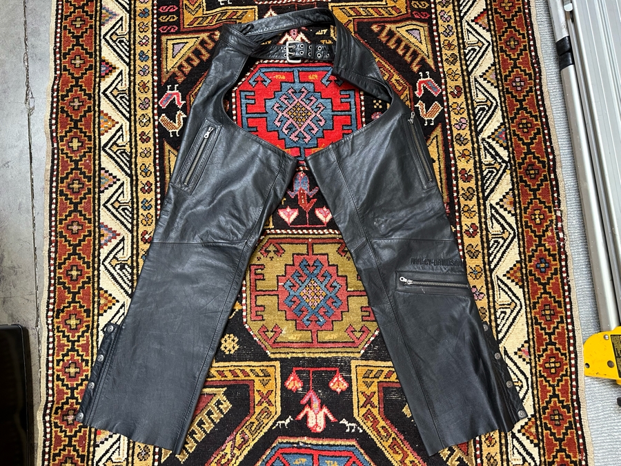Men's Leather Harley-Davidson Motorcycle Riding Chaps Pants Size XL [Photo 3]