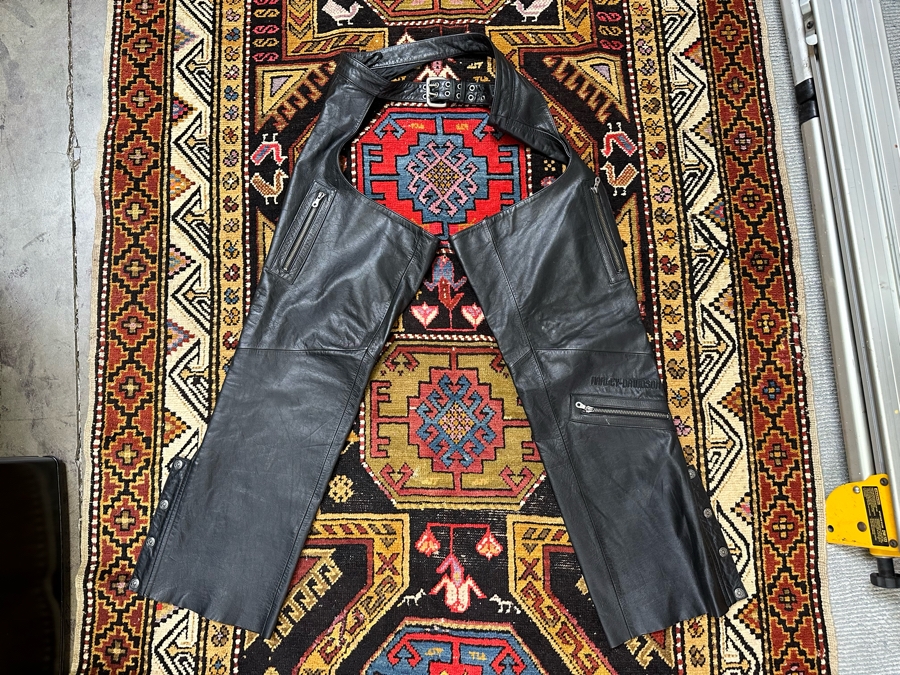 Men's Leather Harley-Davidson Motorcycle Riding Chaps Pants Size XL [Photo 2]