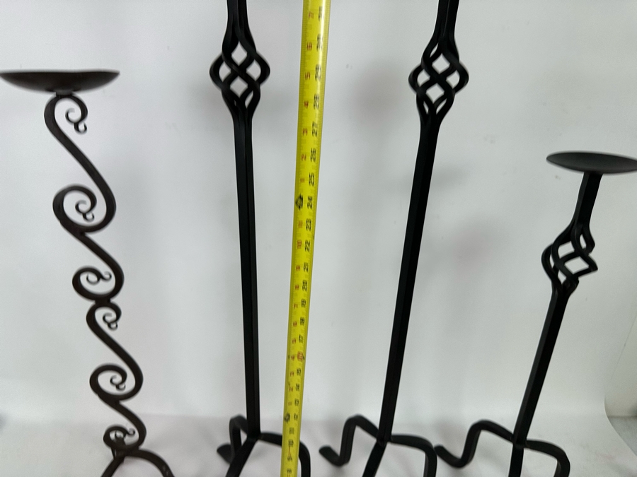 Four Metal Freestanding Candle Holders 29H To 35H [Photo 4]