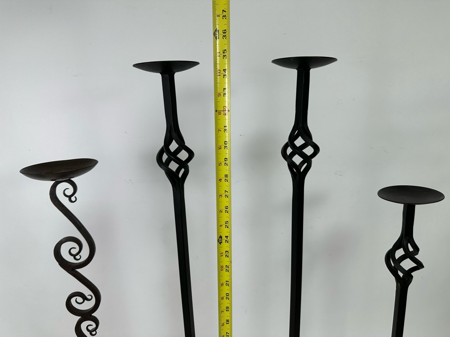 Four Metal Freestanding Candle Holders 29H To 35H [Photo 3]