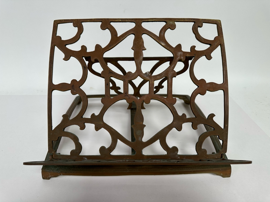 Vintage Brass Adjustable Book Library Stand Display 12W X 10D X 9H [Photo 2]