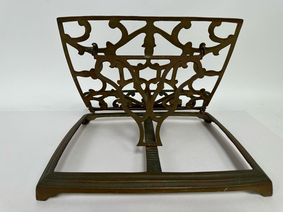 Vintage Brass Adjustable Book Library Stand Display 12W X 10D X 9H [Photo 5]