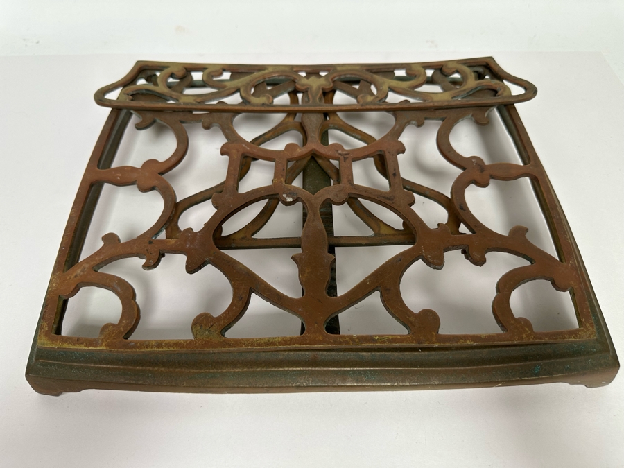 Vintage Brass Adjustable Book Library Stand Display 12W X 10D X 9H [Photo 7]