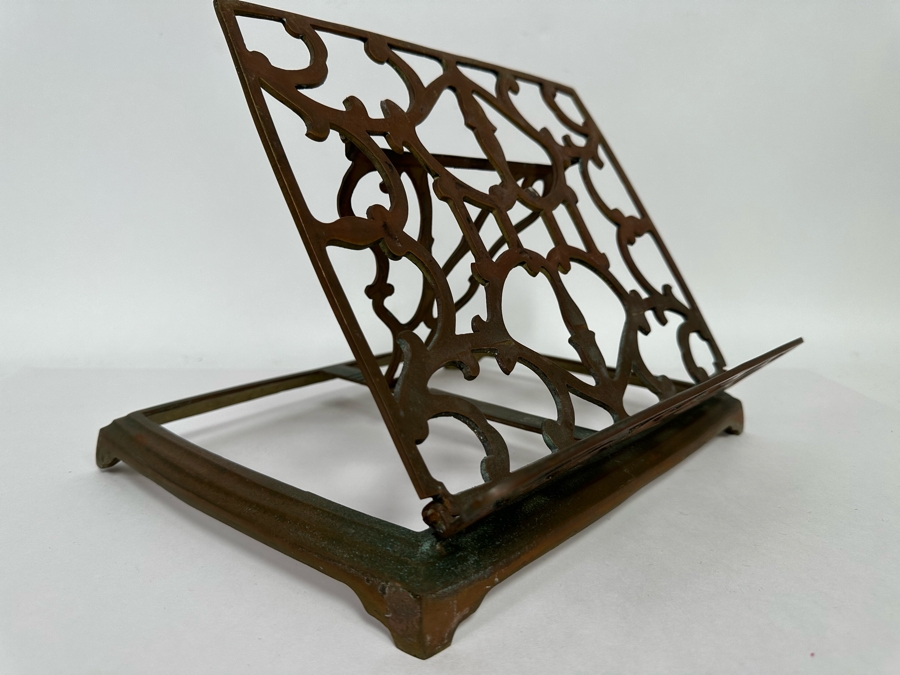 Vintage Brass Adjustable Book Library Stand Display 12W X 10D X 9H [Photo 4]