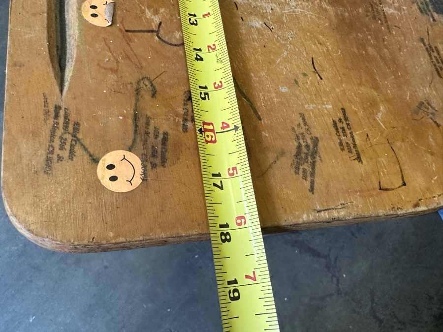 Vintage Wooden And Metal Stand Alone Children's School Desk With Cubby-Hole 18W X 23D X 23.5H [Photo 10]