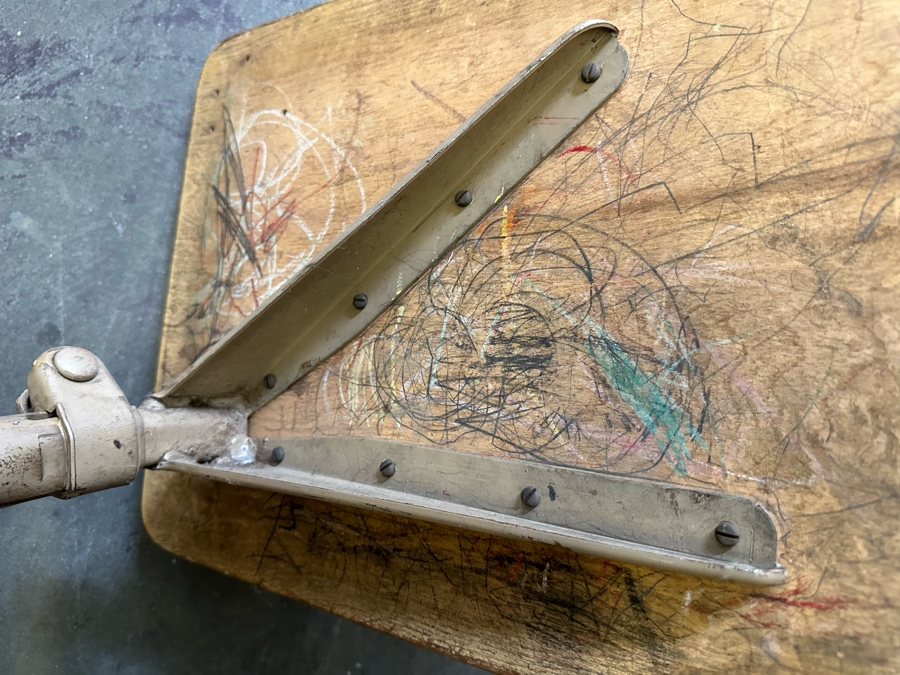 Vintage Wooden And Metal Stand Alone Children's School Desk With Cubby-Hole 18W X 23D X 23.5H [Photo 9]