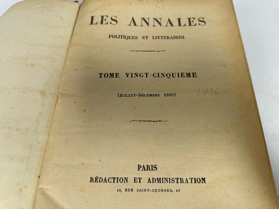 Collection Of Antique Books: French Les Annales Paris 1896, French Annales Politiques Supplement 1896-1897, French Les Annales 1932, French Jurisprudence De Legislation 1863 Book, John L. Stoddard's Lectures Southern CA, Grand Canyon, Yellowstone [Photo 15]