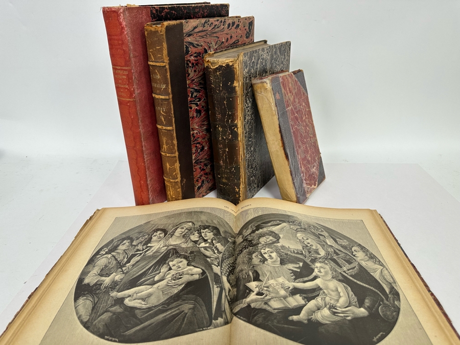 Collection Of Antique Books: French Les Annales Paris 1896, French Annales Politiques Supplement 1896-1897, French Les Annales 1932, French Jurisprudence De Legislation 1863 Book, John L. Stoddard's Lectures Southern CA, Grand Canyon, Yellowstone [Photo 2]