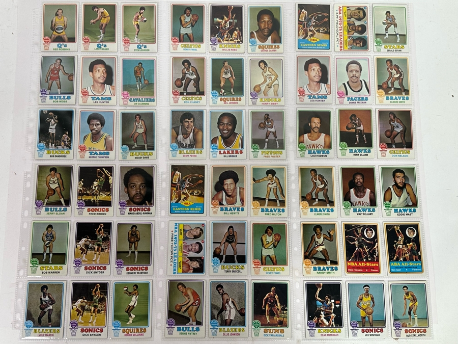 1973 Topps NBA / ABA Basketball Cards In Plastic Sleeves Ready To Be Graded Including Hall Of Famers - See Photos 54 Cards Total [Photo 1]
