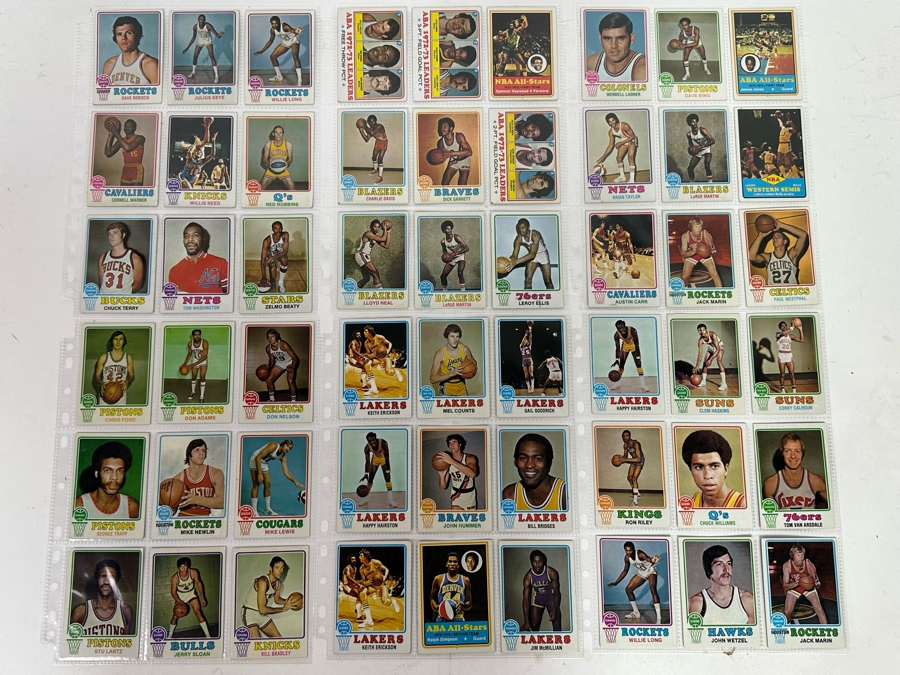 1973 Topps NBA / ABA Basketball Cards In Plastic Sleeves Ready To Be Graded Including Hall Of Famers - See Photos 54 Cards Total [Photo 2]