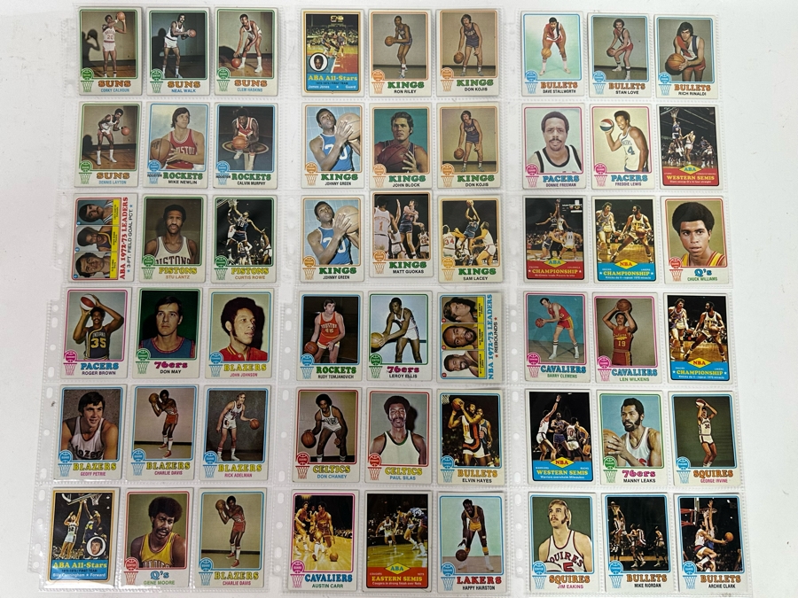 1973 Topps NBA / ABA Basketball Cards In Plastic Sleeves Ready To Be Graded Including Hall Of Famers - See Photos 54 Cards Total [Photo 2]