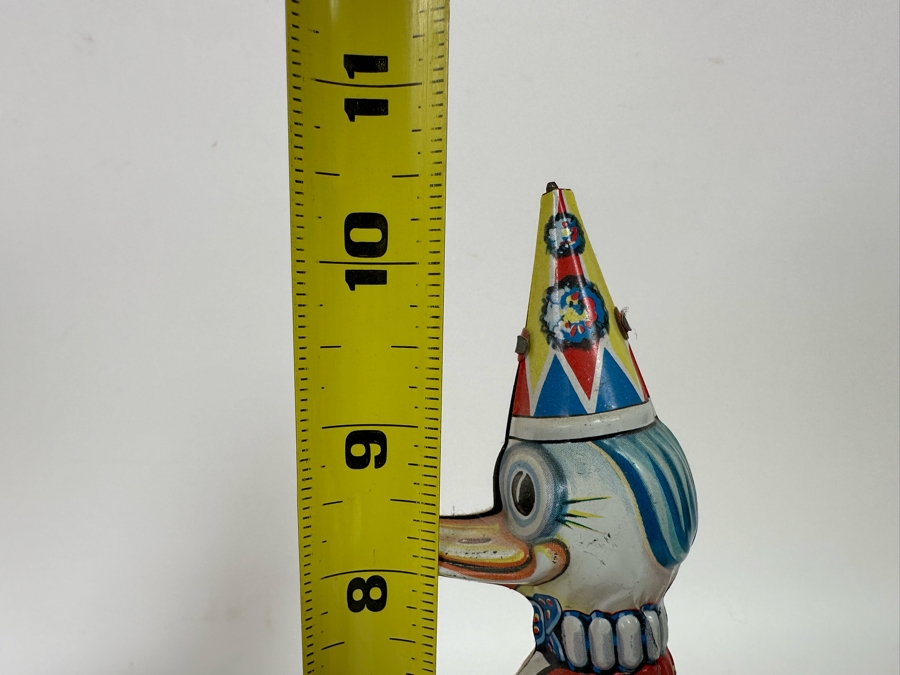 German Wind-Up Mechanical Tin Toy Duck With Umbrella Die 10 Sekunden Quick-Stepp Show 10.5H [Photo 9]