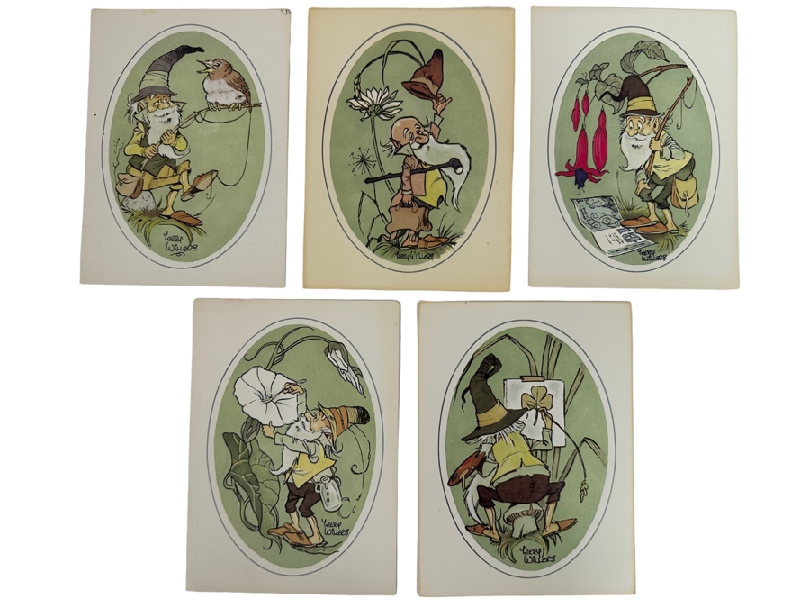 Terry Willers Irish Leprechaun Cartoon Artwork Prints 5.5 X 7.5, Hand Signed On Verso, Five Prints Total