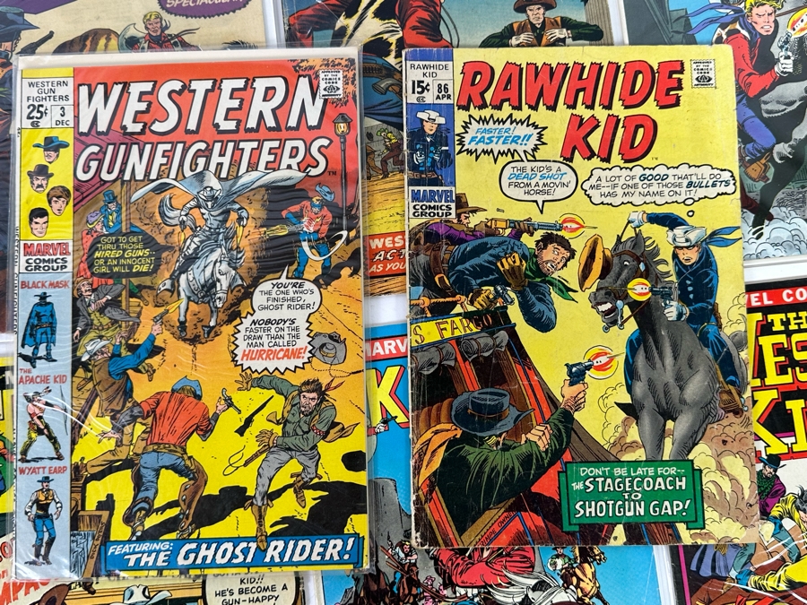 Marvel Gunsmoke Western #72 (Origin Of Kid Colt) Comic Book, (7) Kid Colt Outlaw Comic Books, The Western Kid, Red Wolf, Western Gunfighters & Rawhide Kid Comic Books [Photo 12]