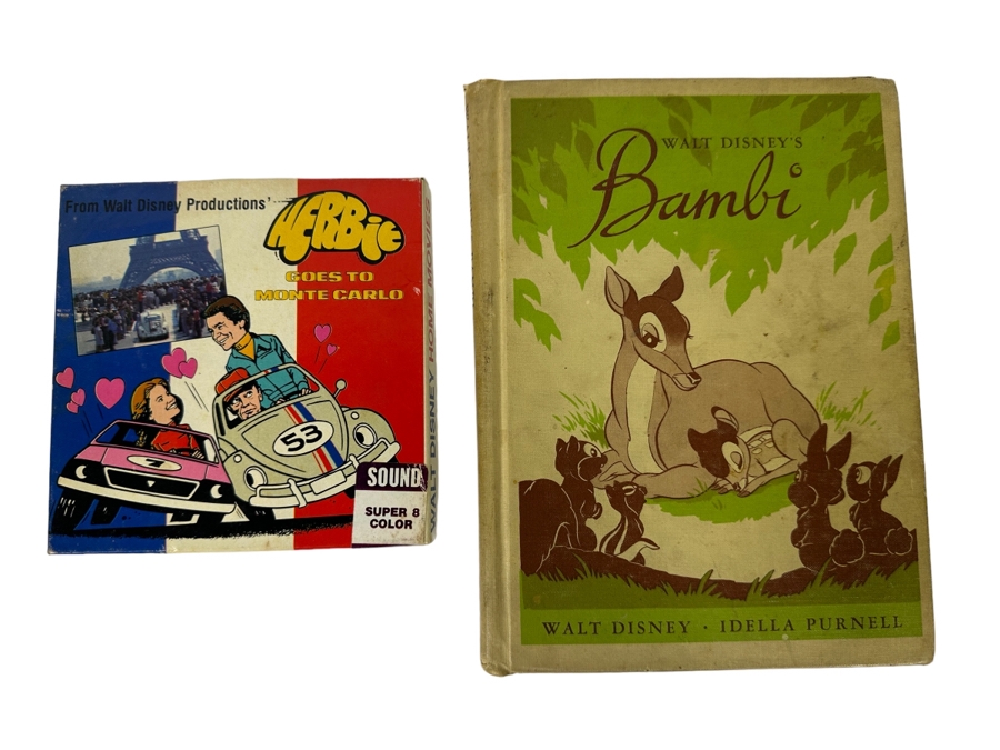 Vintage 1944 Walt Disney Productions Bambii Book And Walt Disney Home Movies Herbie Goes To Monte Carlo Super 8 Color With Sound