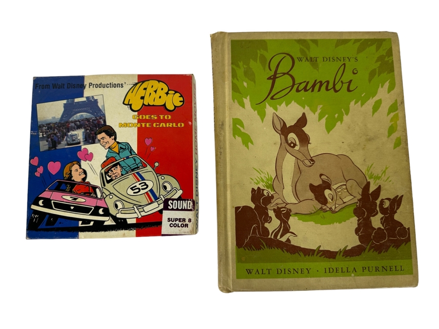 Vintage 1944 Walt Disney Productions Bambii Book And Walt Disney Home Movies Herbie Goes To Monte Carlo Super 8 Color With Sound [Photo 2]