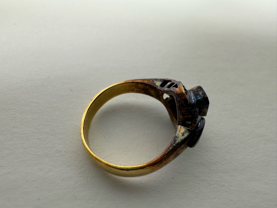 Antique 18K Gold Emerald Ring Missing 2 Stones Size 5.5 4.3g Fair Market Value $224 Retail $672 [Photo 12]