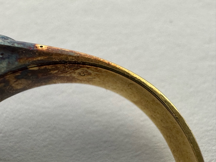 Antique 18K Gold Emerald Ring Missing 2 Stones Size 5.5 4.3g Fair Market Value $224 Retail $672 [Photo 13]