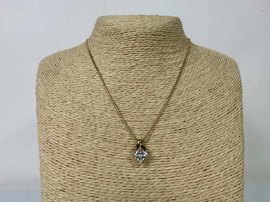 14K Gold CZ Pendant With 14K Gold 16' Necklace 5.5g Fair Market Value $275 Retail $825 [Photo 3]