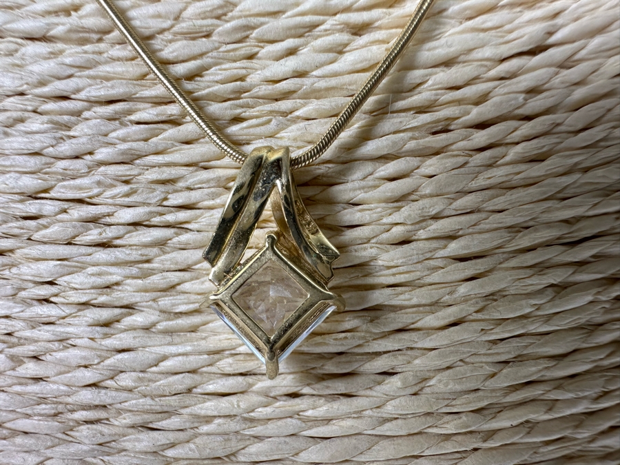 14K Gold CZ Pendant With 14K Gold 16' Necklace 5.5g Fair Market Value $275 Retail $825 [Photo 13]