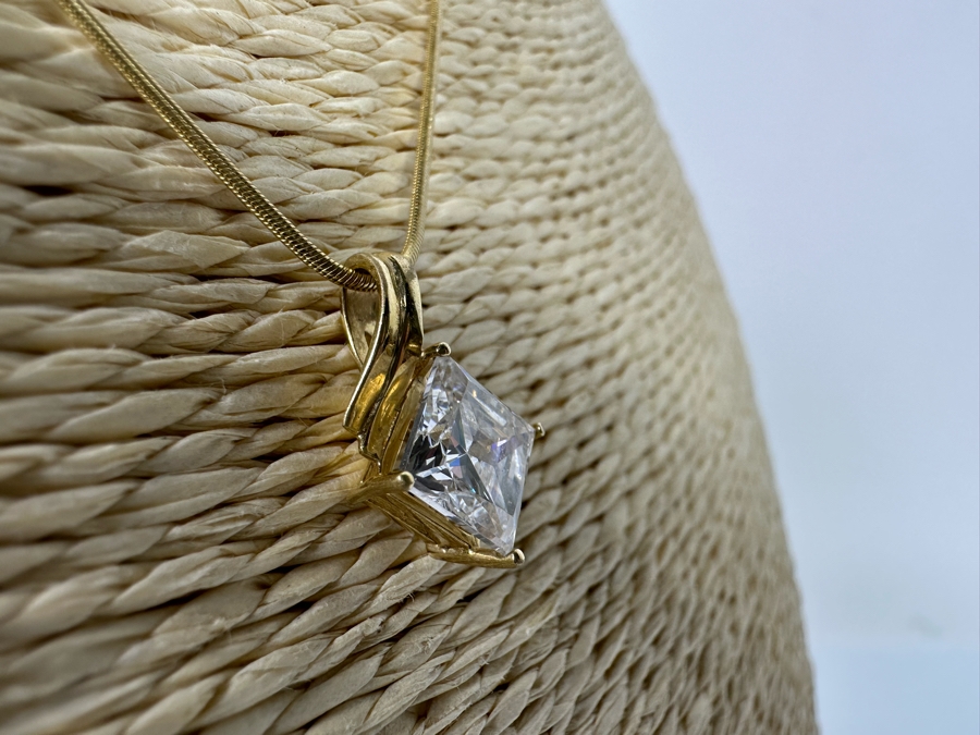 14K Gold CZ Pendant With 14K Gold 16' Necklace 5.5g Fair Market Value $275 Retail $825 [Photo 7]